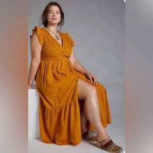 Anthropologie Peregrine Midi Smocked Dress